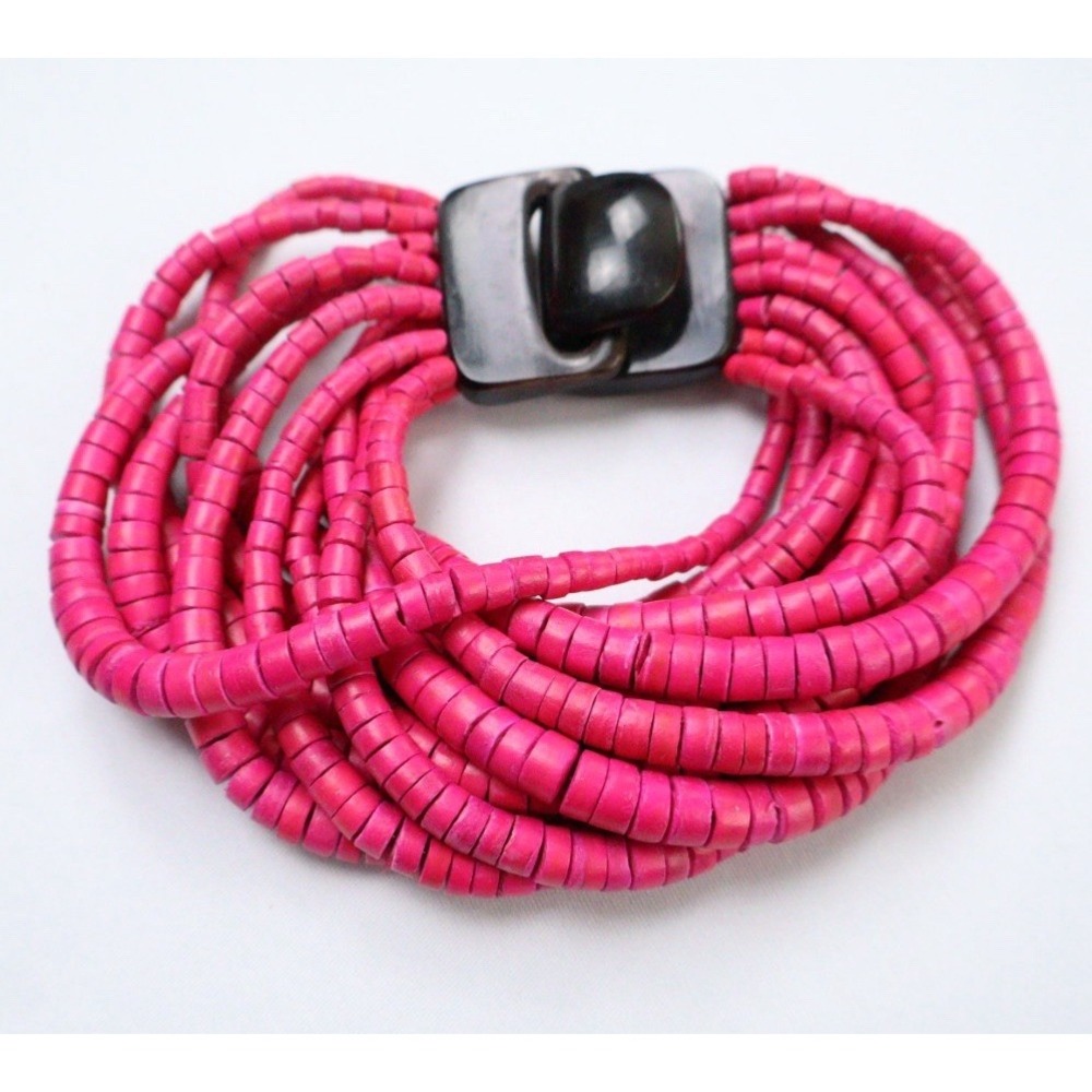 VTG Gerda Lynggaard Monies Multi/Strand Natural Bead Bracelet Signed Denmark